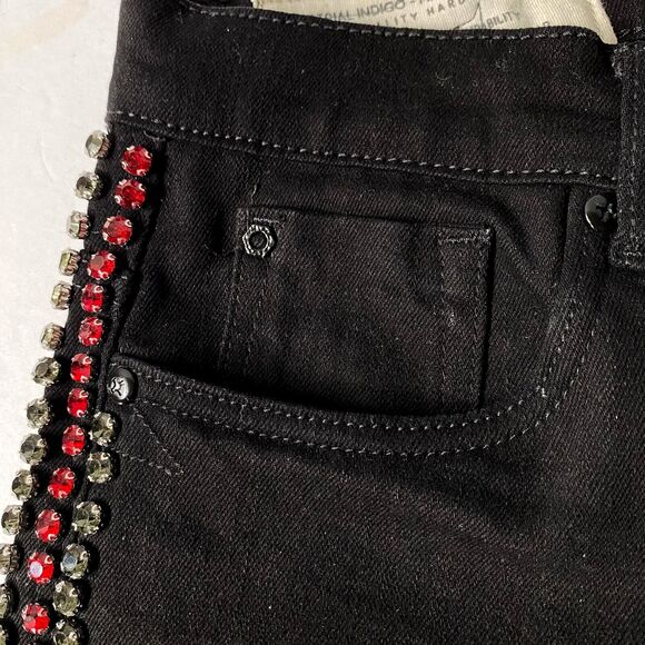 Industrial Indigo Jeans Mens W 32 x L 32 Black Denim Rhinestones Straight NWOT - Picture 6 of 16